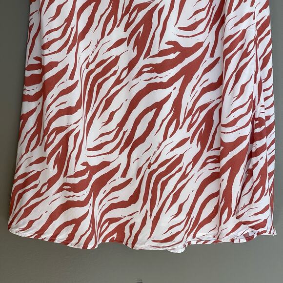 Rails Anya Midi Skirt In Rust Zebra Size Large White Redish Brown Zebra Print - Picture 9 of 16